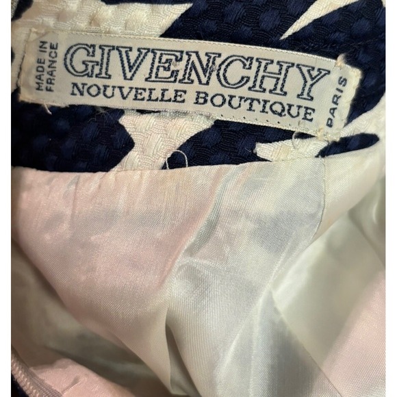 Vintage GIVENCHY 80s Blue White Floral Dress Button Detail Made In France - Picture 11 of 11